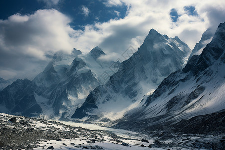 惊险的雪峰背景图片