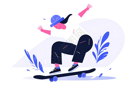开心滑板男性插画的滑板男性插画