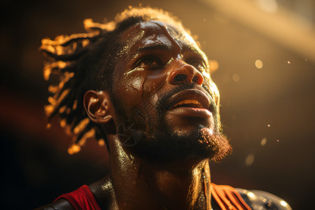 专注比赛的篮球运动员背景图片