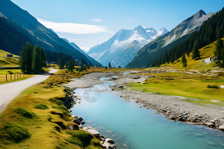 山青水绿的美丽景观背景