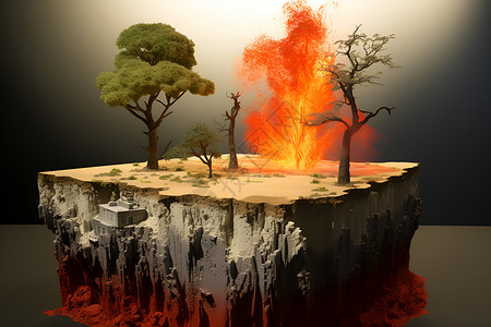 地球毁灭火焰燃烧的树木设计图片