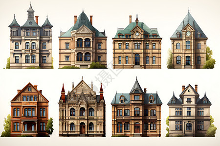 不同颜色的欧式建筑背景图片
