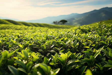 乡村农业种植的山谷茶园背景图片