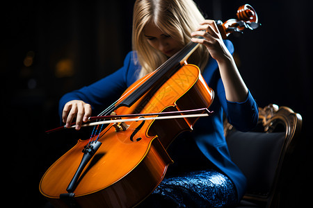 弹奏大提琴的女子高清图片