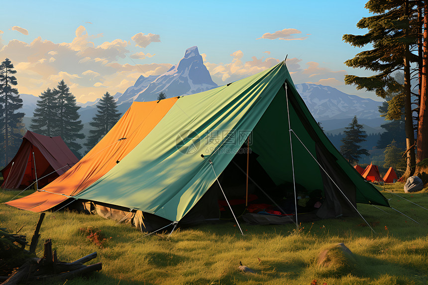 山间的帐篷图片