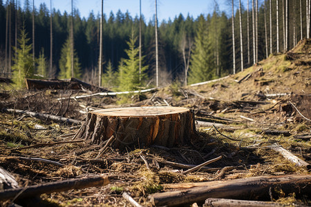 被砍伐的的树桩背景图片
