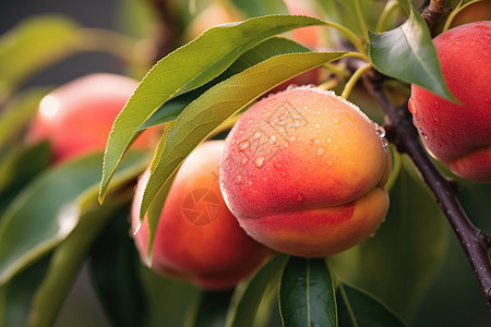 树枝上的桃子高清图片