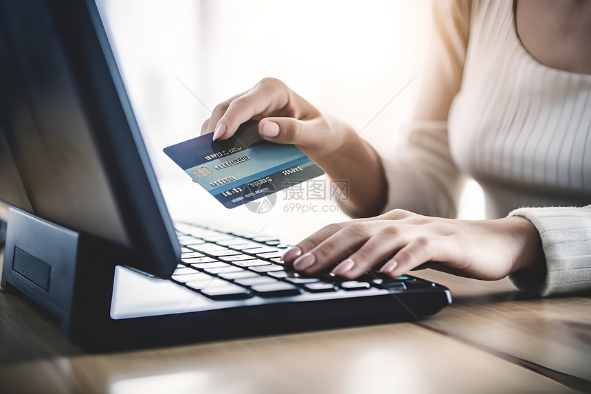 现代女性使用电脑在线购物图片
