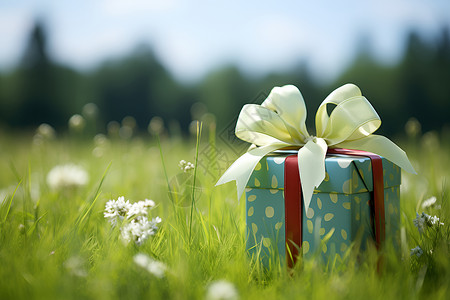 草地上的礼物盒背景图片
