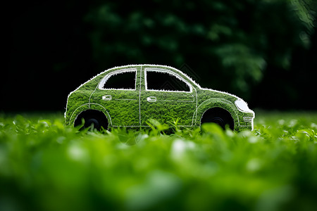 草坪上的绿色车辆背景图片