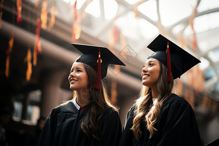 穿着学士袍的女毕业生背景图片