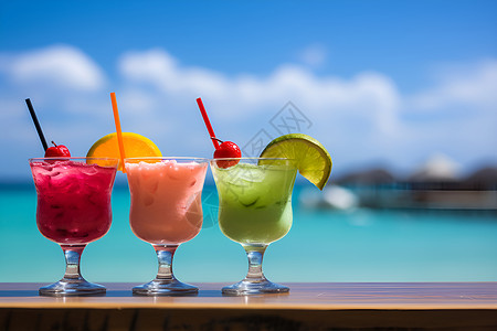 夏日缤纷的饮料背景图片
