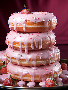 甜蜜诱惑的多层甜甜圈背景图片