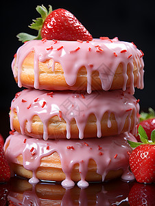 粉嫩奶油甜甜圈背景图片