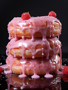 草莓糖霜甜甜圈背景图片