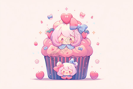 粉色杯子蛋糕杯子蛋糕插画