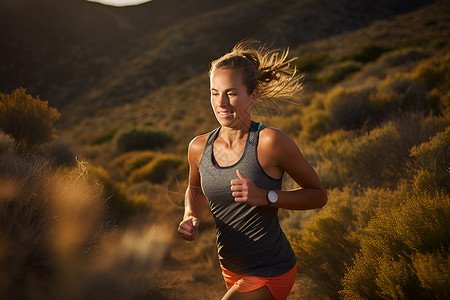 金发女跑者运动高清图片