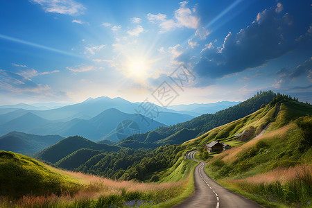 阳光下的山谷背景图片