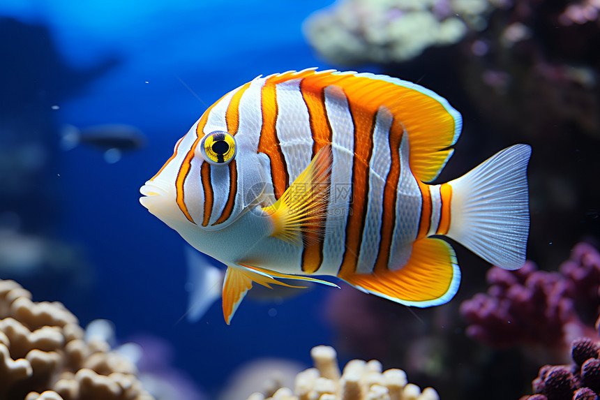 鲜艳的珊瑚鱼在热带环境中图片