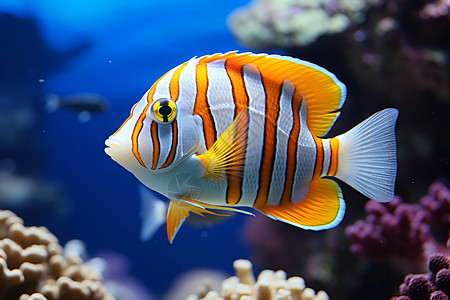 鲜艳的珊瑚鱼在热带环境中高清图片