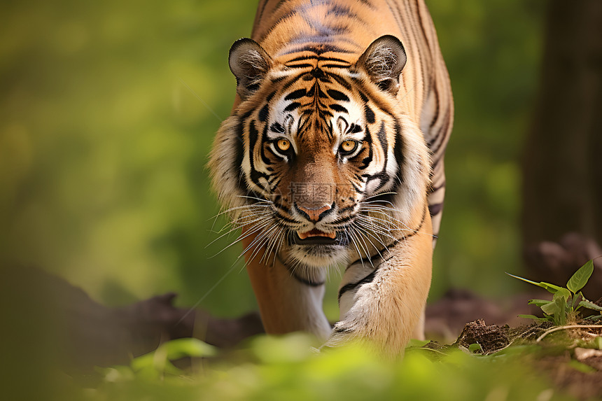 穿越丛林的老虎图片