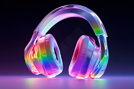 彩虹光耳机背景图片