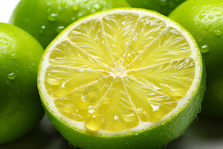 柠檬上的水滴背景图片