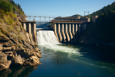 大瀑布上的桥背景图片
