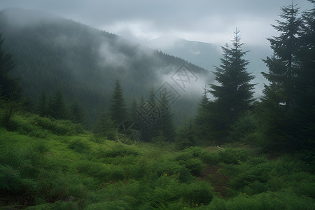 绿色仙境仙境森林背景