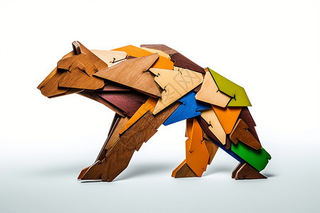 彩色木块拼接的动物背景