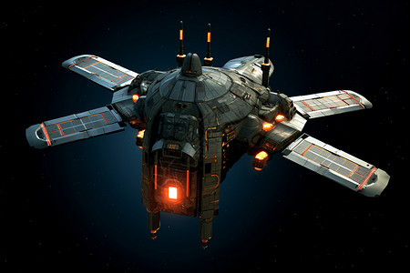 星空漂浮的太空船背景图片