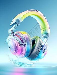 一副彩虹耳机背景图片