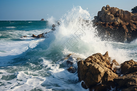 咆哮的海浪背景图片