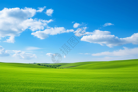 插图素材绿草如茵的山谷草原景观背景
