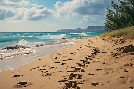 碧海蓝天的度假海滩景观背景图片