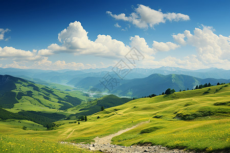 清新自然的山谷景观背景图片