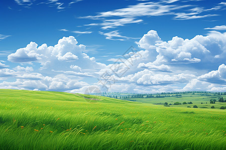 翠绿原野的美丽景观背景图片