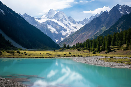 青山绿水的美丽景观背景图片