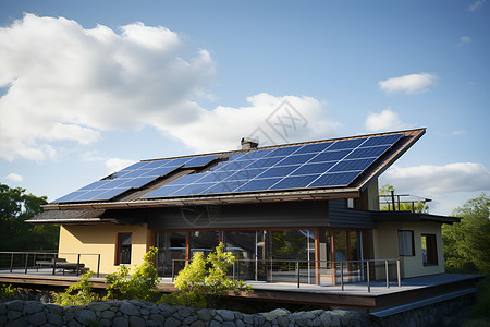 房子的太阳能屋顶背景图片