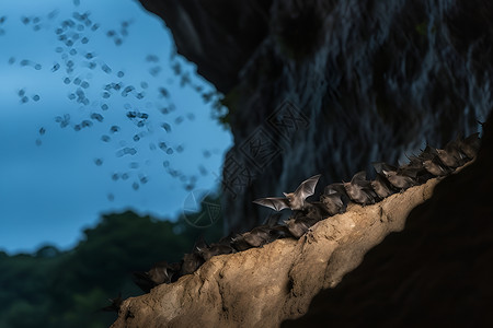 陡峭墙壁陡峭岩壁的蝙蝠背景