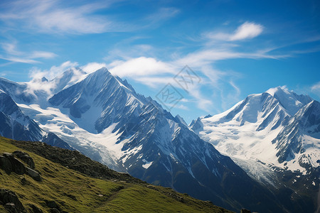 冰雪皑皑的山脉景观高清图片