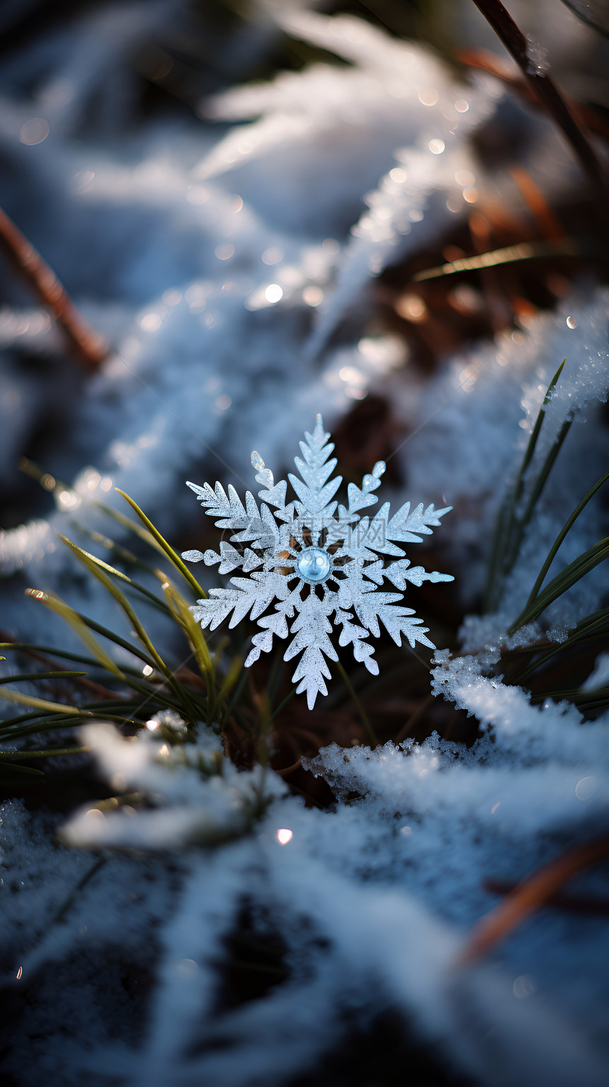 冬日林中的雪花图片