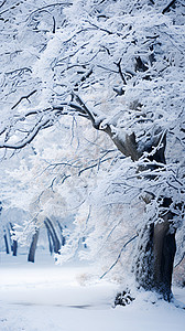 柔和风景新雪构挂满枝头背景