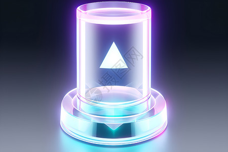 玻璃柱中闪耀的三角体背景图片
