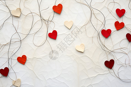 一串爱心墙上垂挂着一串心形装饰背景