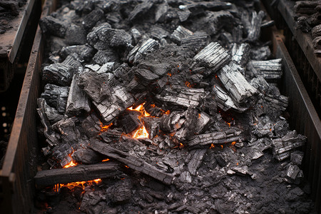 燃烧取暖的炭火背景图片