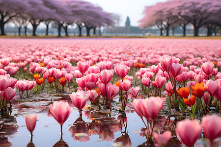 桃红花海背景图片