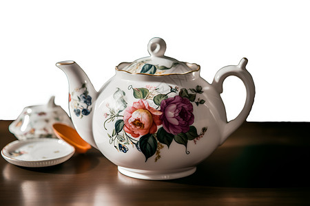 一个放在桌子上的茶壶背景图片