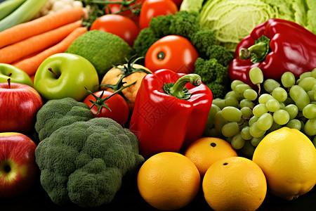 蔬菜和水果的陈列搭配背景图片