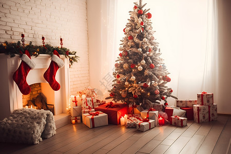 冬日圣诞树背景图片